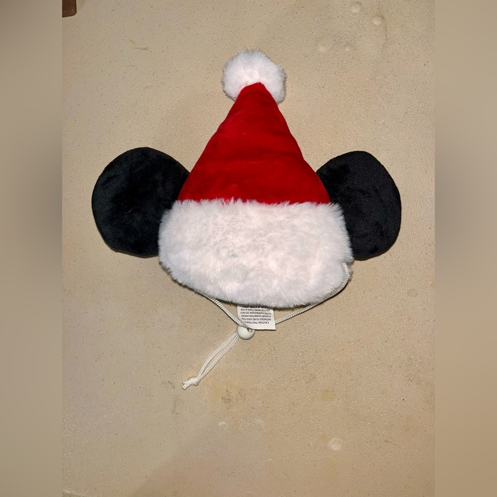 NWOT Disney Mickey Mouse Ears Santa Plush Pet Hat